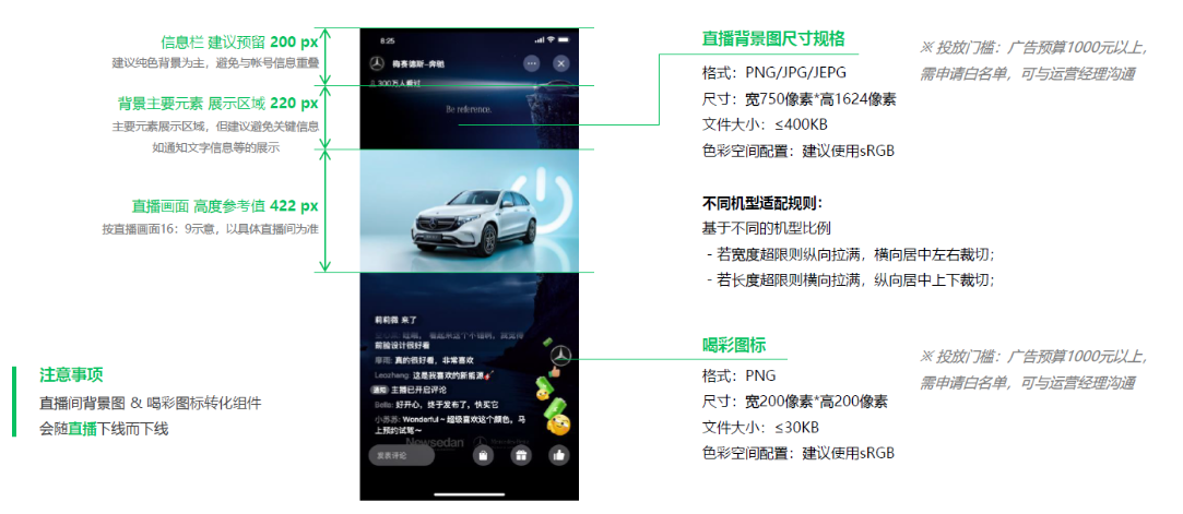 直播間落地頁樣式如下：