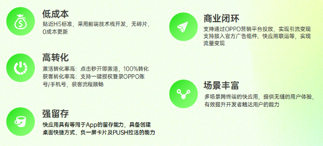 快應用是基于OPPO手機硬件平臺的新型應用形態。