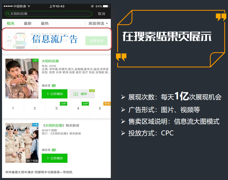 愛奇藝移動端搜索結(jié)果頁廣告