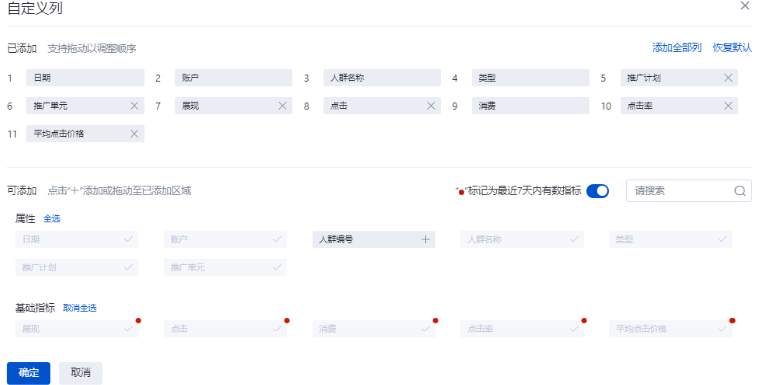 支持自定義列，添加或減少指標(biāo)