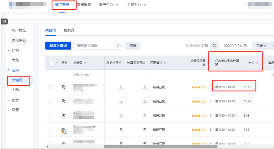 若關鍵詞所在計劃為CPC計劃(未綁定任何出價策略)