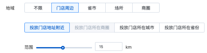若您的營銷目標為門店推廣，系統額外提供“門店周邊”的地域定向選擇