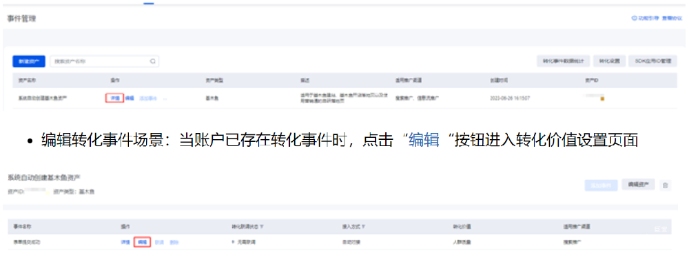 進入分人群轉化價值設置界面