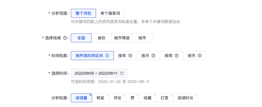 定制分析范圍