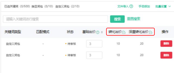 OPPO廣告出價設置后對所有關鍵詞/包生效，支持深度轉化投放