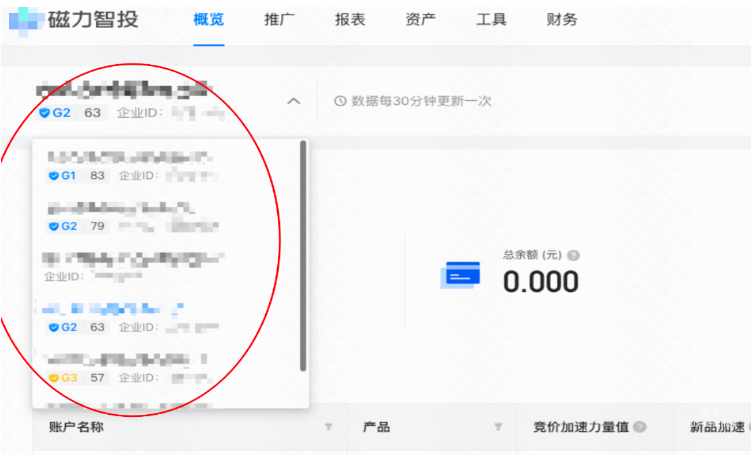快手廣告平臺賬戶名稱展示