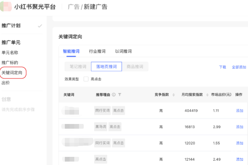 小紅書(shū)廣告關(guān)鍵詞定向